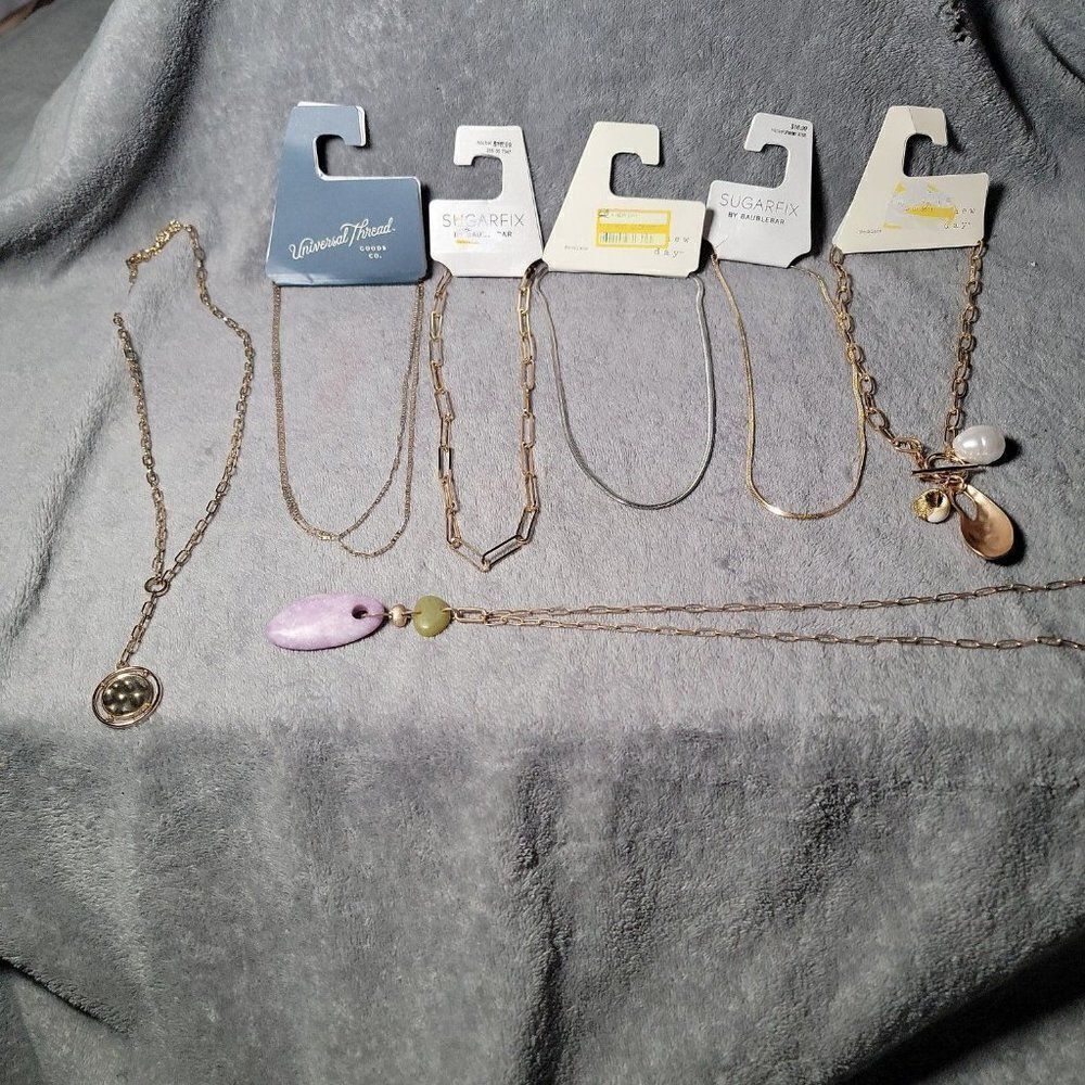 A New Day Sugarfix Universal Thread Womens Golden Huge Necklace Jewelry Bundle